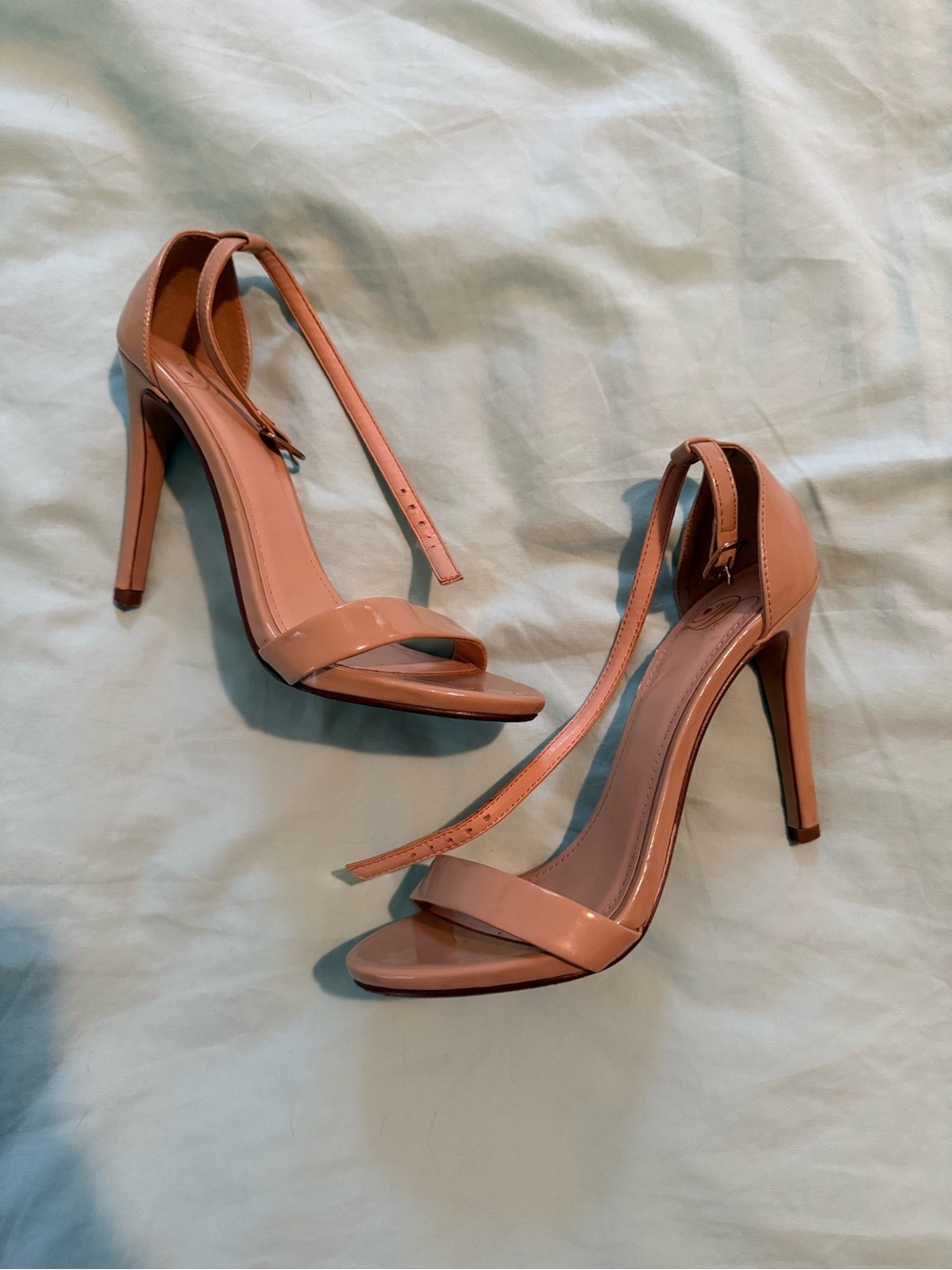 Nude Patent Ankle-Strap Stiletto Sandals